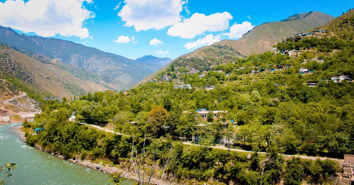 Madyan scenery and greenery from the top of the mountains and blue sky