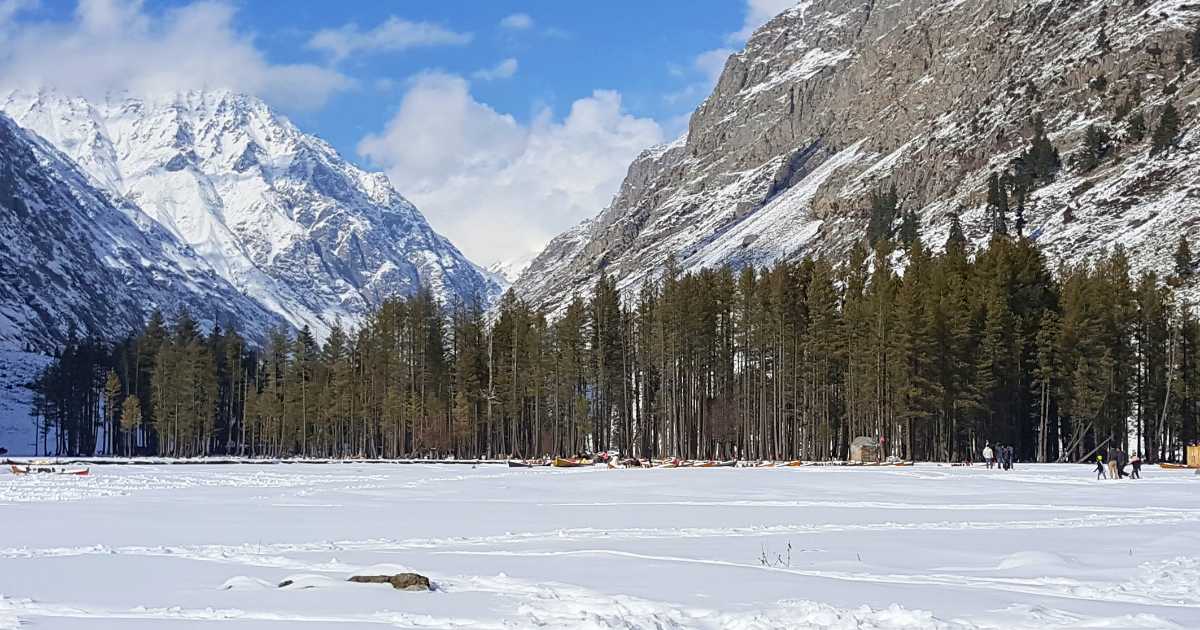 Mahodand Lake in winter, covered in snow,Kalam valley.