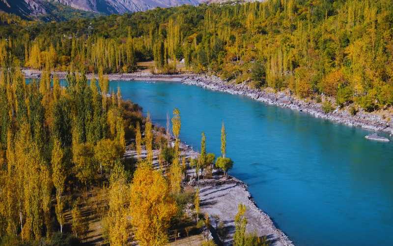 Nature Landscape View of Ghizer River Flowing