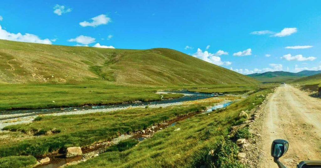 A beautiful road view of Deosai Plains National Park, skardu, Pakistan