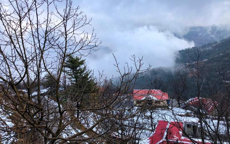 murree hill mountains cover in clouds and snow