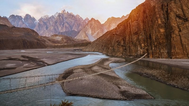 Hussaini Suspension Bridge Hunza Valley, Pakistan