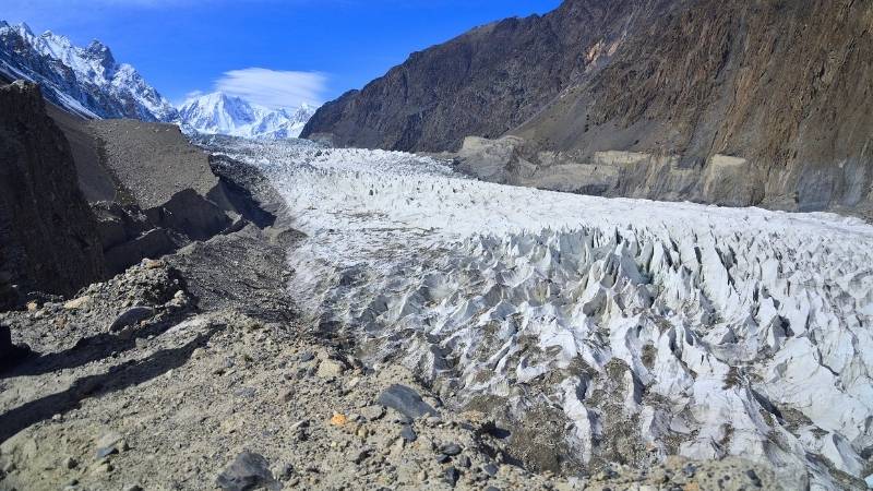 Passu Glacier. Karakorum region, glacier of Northern Pakistan.