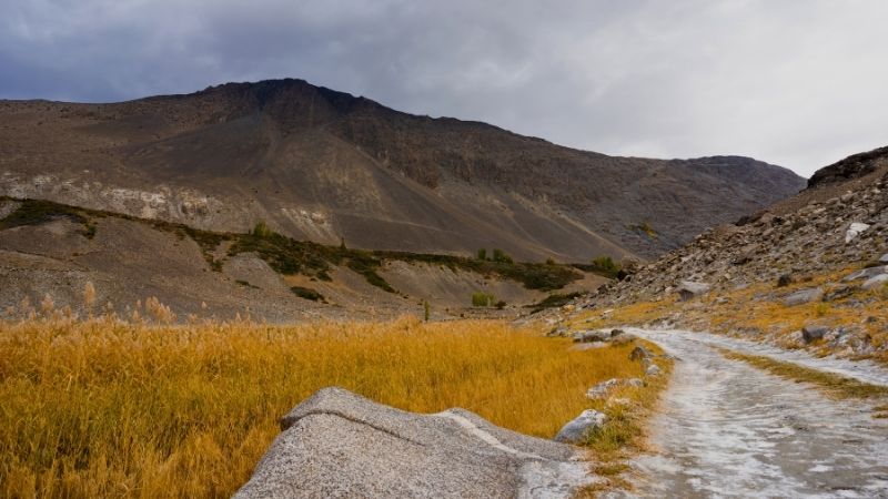 Path around Borith lake in Gulmit, Hunza Valley, Pakistan